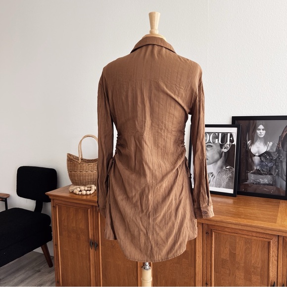 TAN BUTTON DOWN LIGHTWEIGHT TUNIC #0319 - Picture 7 of 10